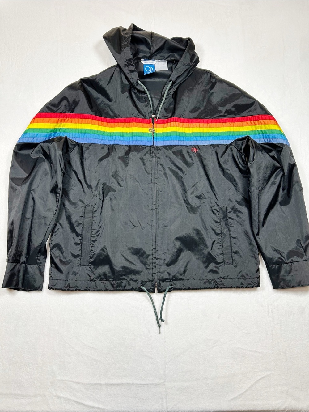 Vintage OP Black Rainbow Windbreaker M 80s 90s Retro Surf Skate Streetwear